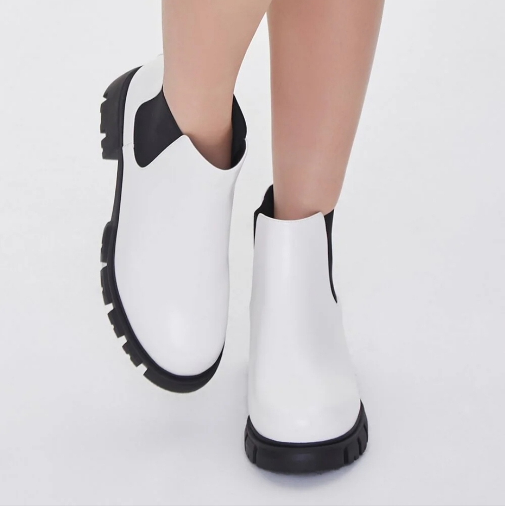 Stylish White and Black Women's Ankle Boots